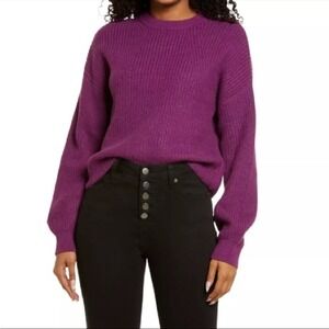 BP Ribbed Crewneck Sweater Purple Soft Knit Size Small Cottagecore Cozy Fall EUC